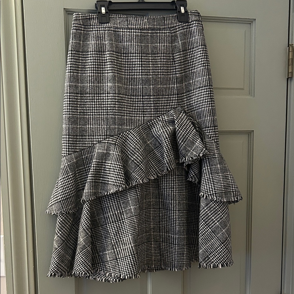 Tweed Ruffle Skirt - Black and White
